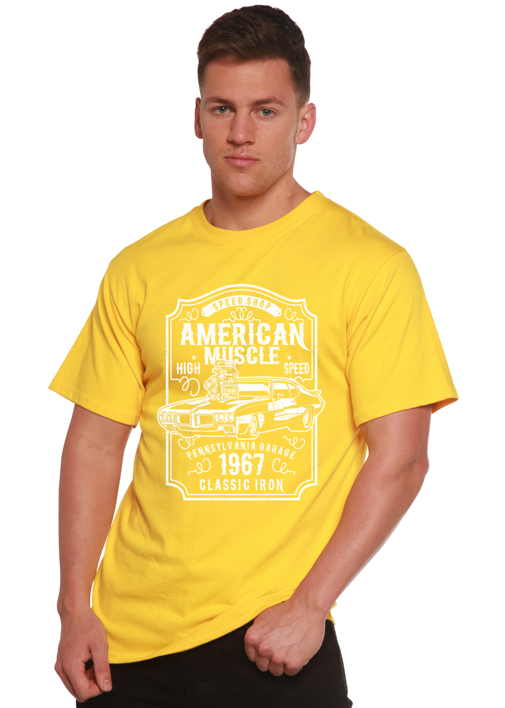 American Muscle Men's Bamboo Viscose/Organic Cotton Short Sleeve Graphic T-Shirt Spun Bamboo