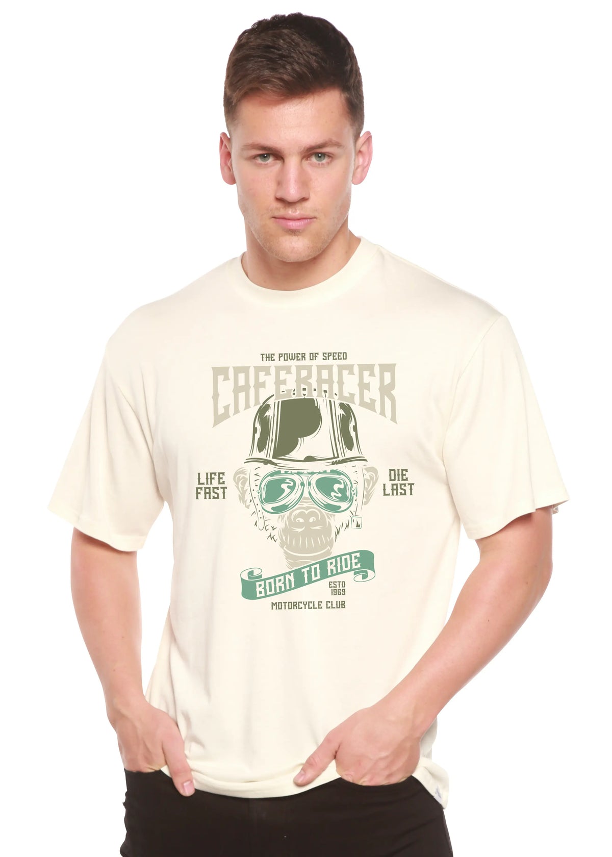CafeRacer Men's Bamboo Viscose/Organic Cotton Short Sleeve Graphic T-Shirt Spun Bamboo