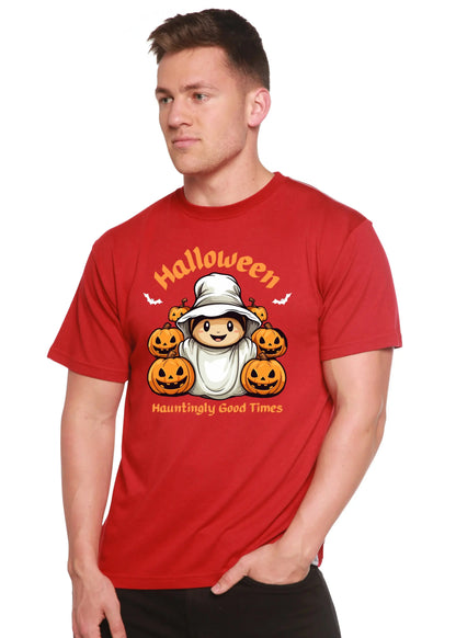 Halloween Hauntingly Good Times Day Men's Bamboo Viscose/Organic Cotton Short Sleeve Graphic T-Shirt Spun Bamboo