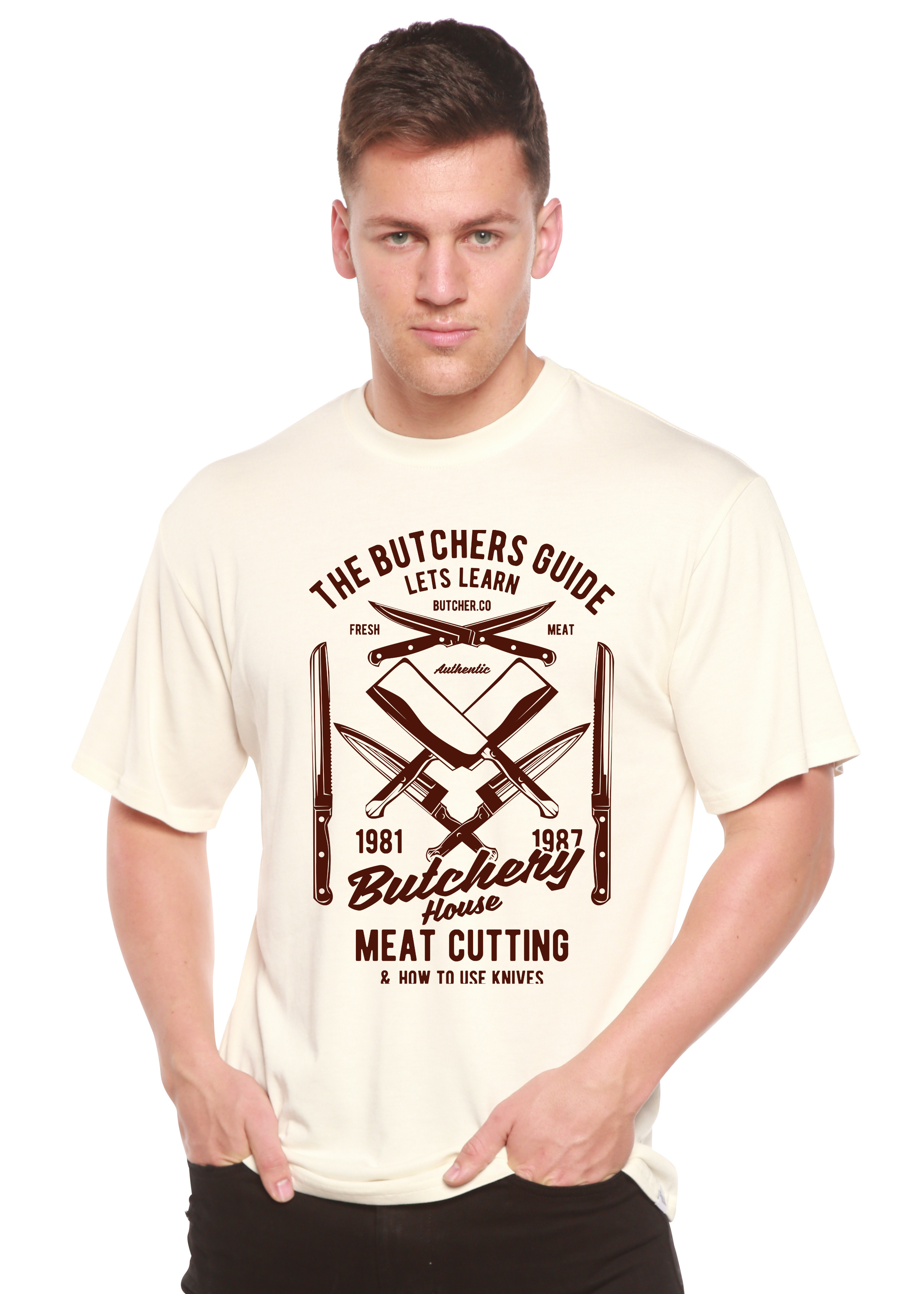 Butchery House Men's Bamboo Viscose/Organic Cotton Short Sleeve Graphic T-Shirt Spun Bamboo