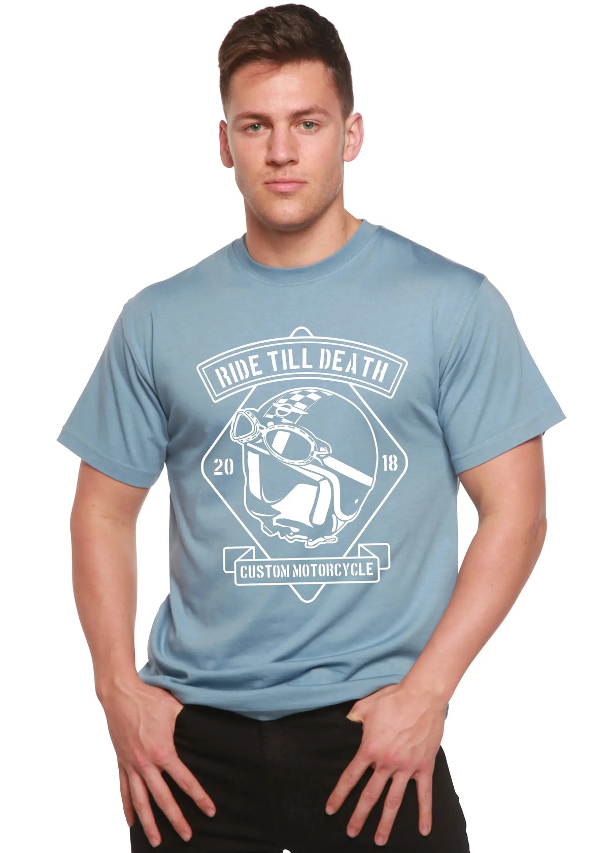 Ride Till Death Spun Bamboo® Men's Bamboo Viscose/Organic Cotton Short Sleeve Graphic T-Shirt Spun Bamboo