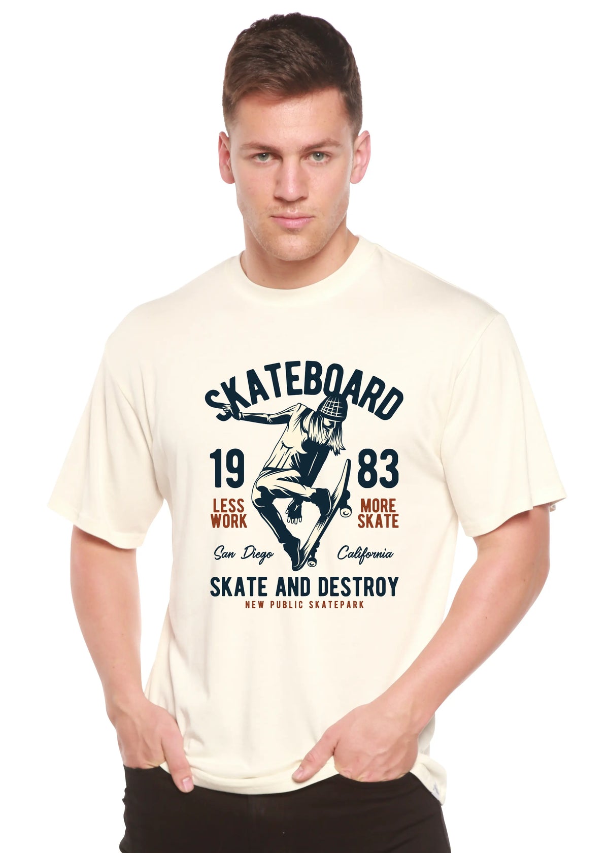 Skateboard 1983 Men's Bamboo Viscose/Organic Cotton Short Sleeve Graphic T-Shirt Spun Bamboo