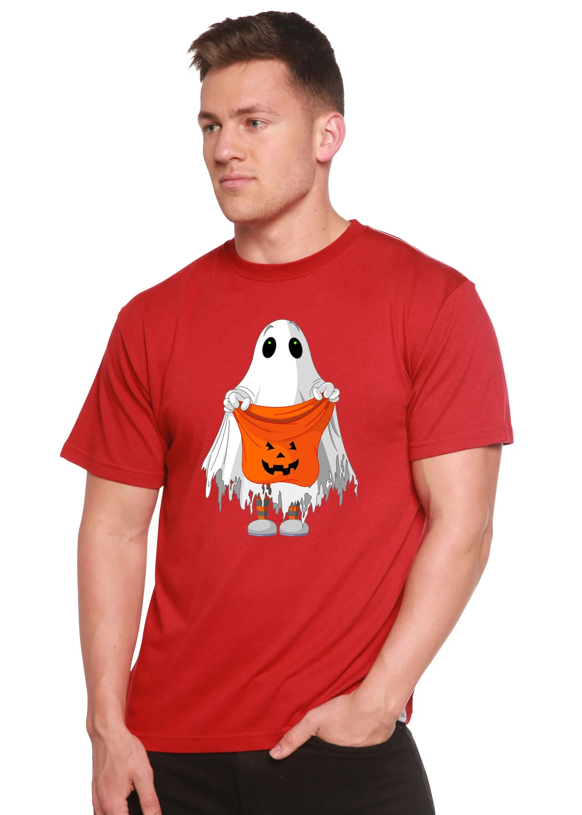 Boo Halloween Men's Bamboo Viscose/Organic Cotton Short Sleeve Graphic T-Shirt Spun Bamboo