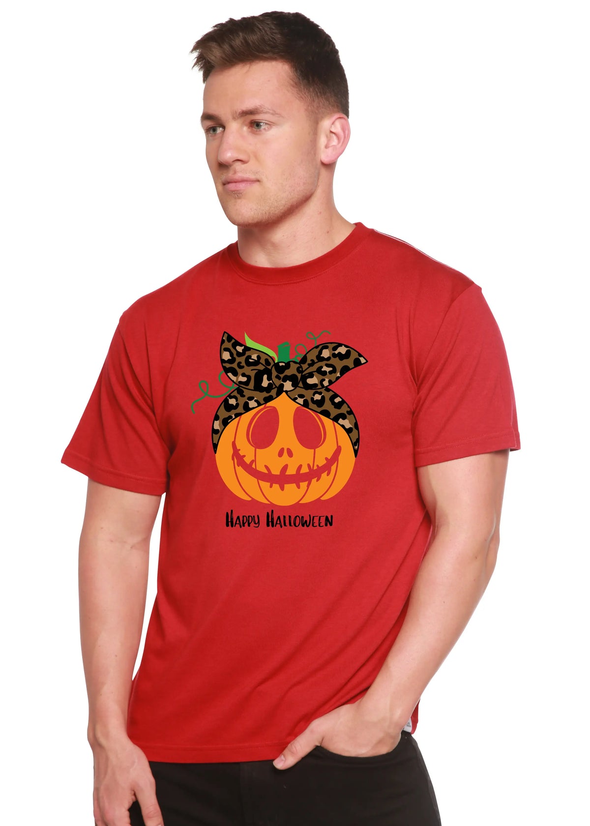 Happy Halloween Men's Bamboo Viscose/Organic Cotton Short Sleeve Graphic T-Shirt Spun Bamboo