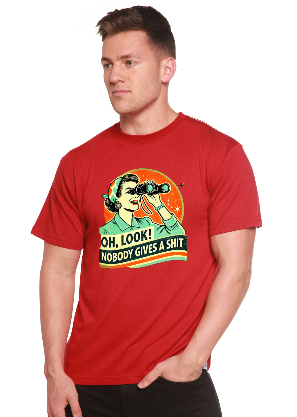 Funny Retro Woman Unisex Bamboo/Cotton Graphic T-Shirt Spun Bamboo