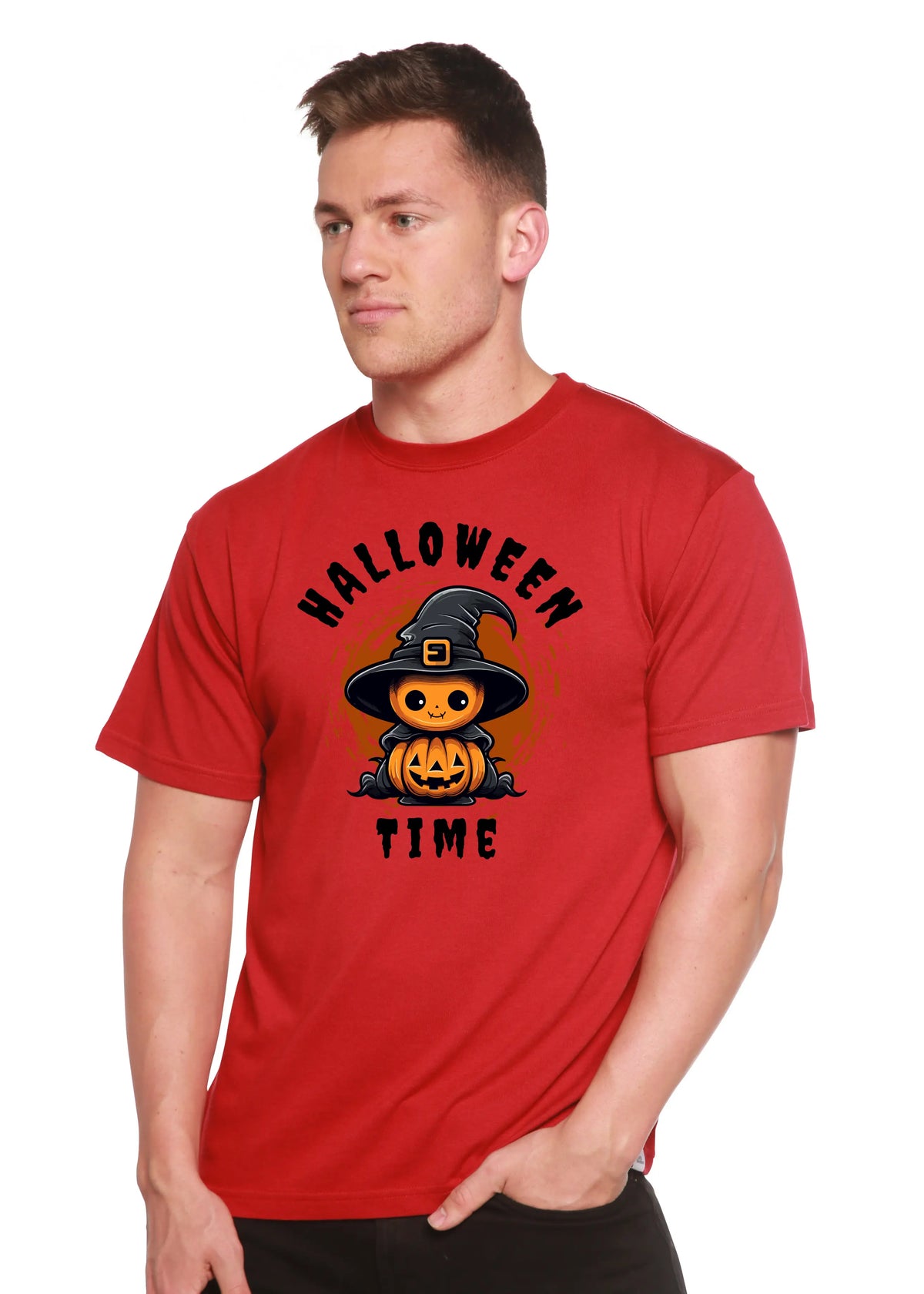 Halloween Time Unisex Bamboo Viscose/Organic Cotton Short Sleeve Graphic T-Shirt Spun Bamboo