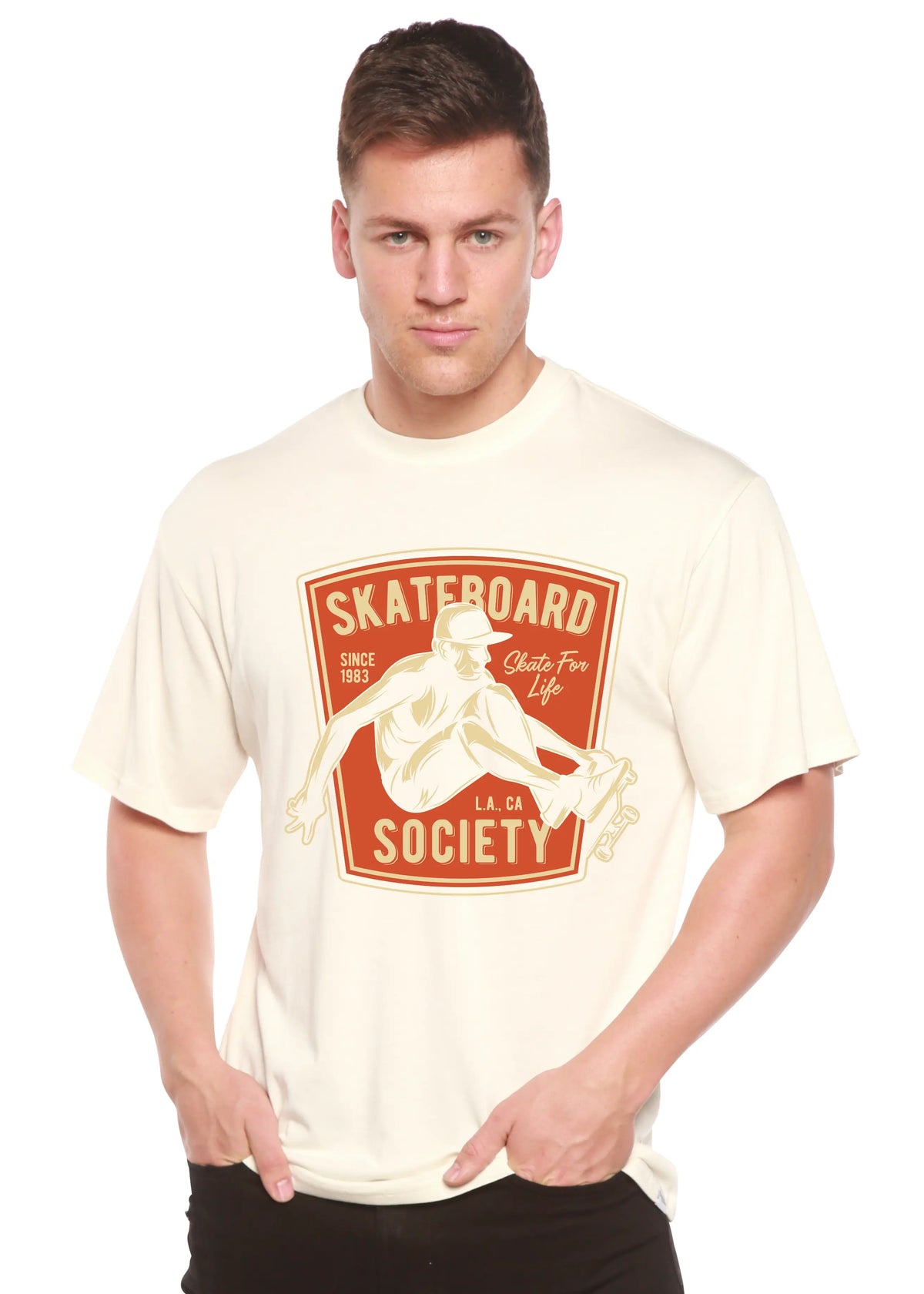 Skateboard Society Men's Bamboo Viscose/Organic Cotton Short Sleeve Graphic T-Shirt Spun Bamboo
