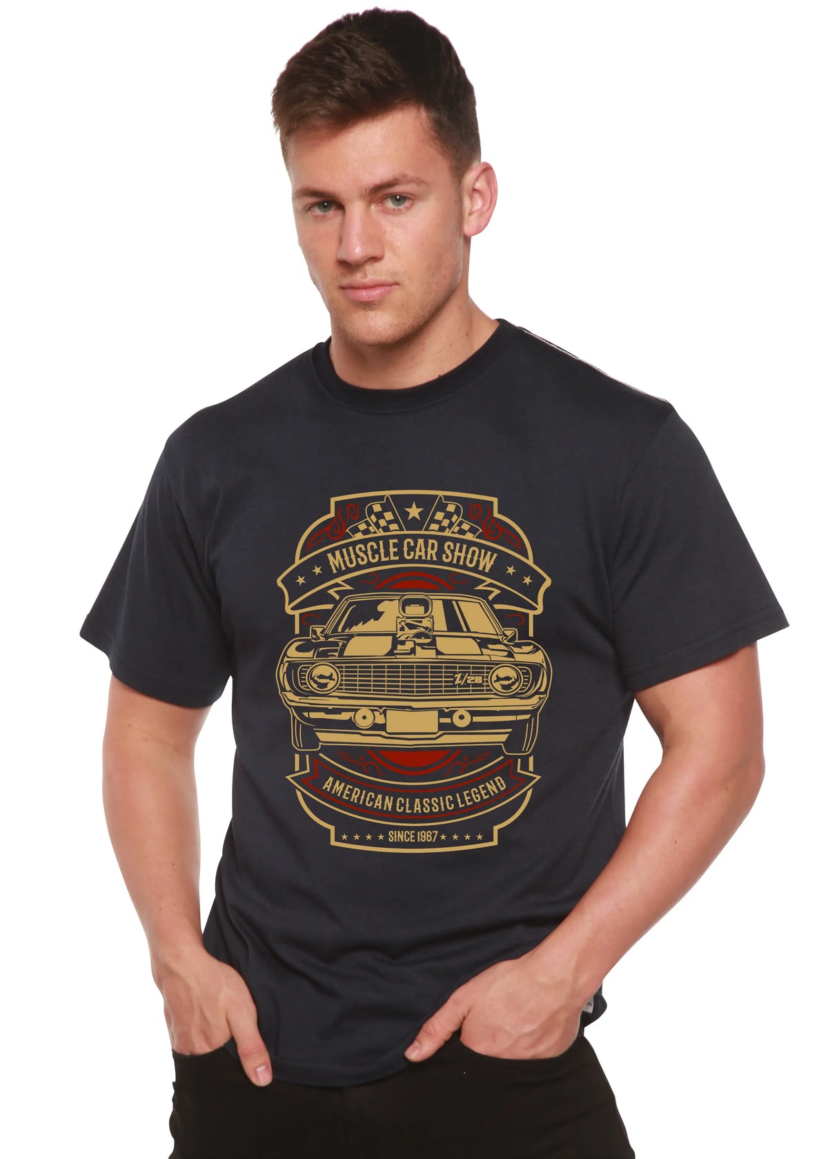 Muscle Car Show Spun Bamboo® Men's Bamboo Viscose/Organic Cotton Short Sleeve Graphic T-Shirt Spun Bamboo