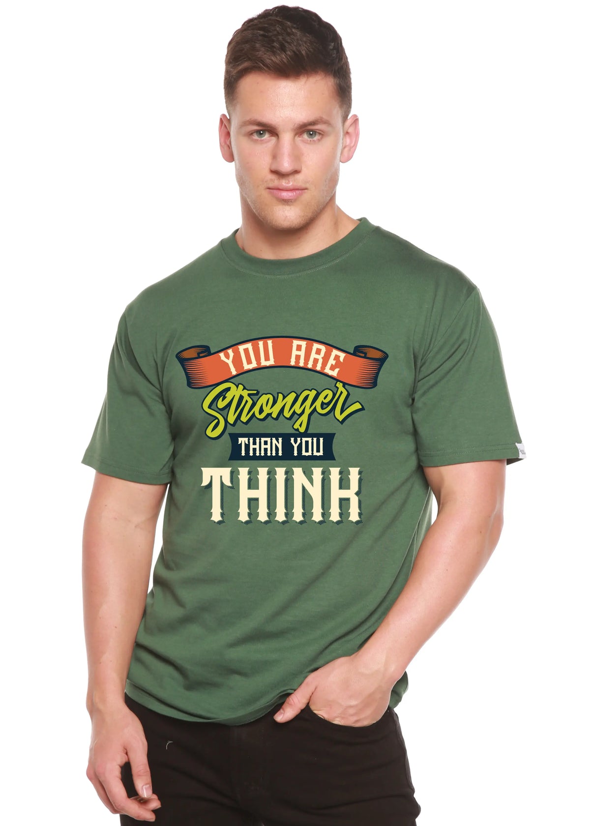 You Are Stronger Than You Think Men's Bamboo Viscose/Organic Cotton Short Sleeve Graphic T-Shirt Spun Bamboo