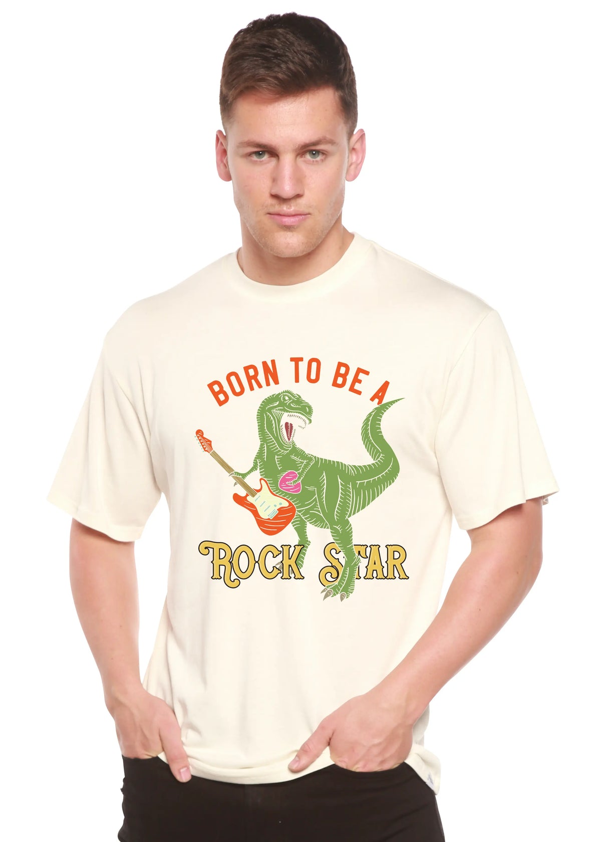 Born To Be A Rock Star Men's Bamboo Viscose/Organic Cotton Short Sleeve Graphic T-Shirt Spun Bamboo