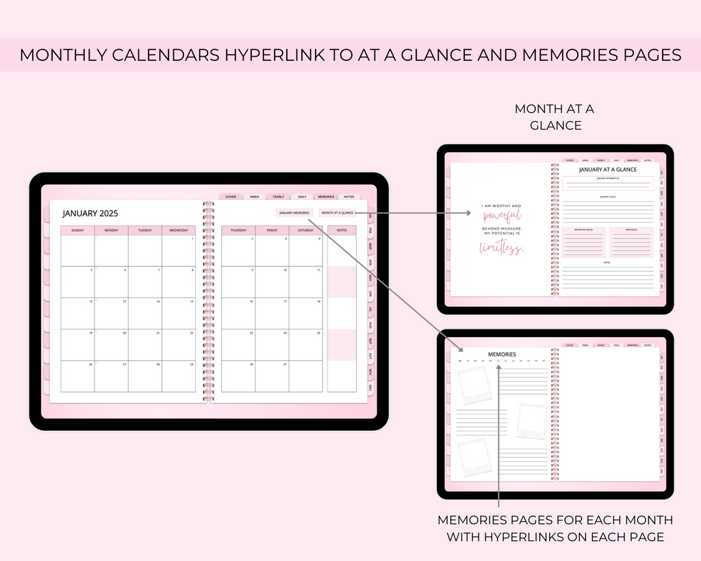2026 Simply Elegant Digital Planner in Pink Jessica Autumn