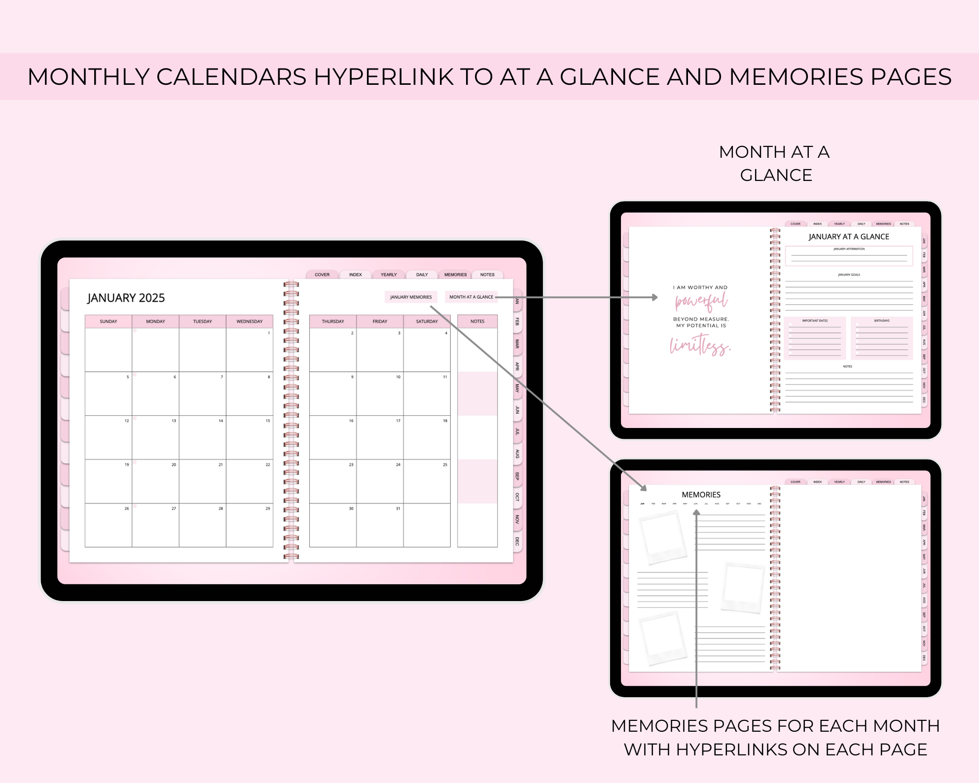 2026 Simply Elegant Digital Planner in Pink Jessica Autumn
