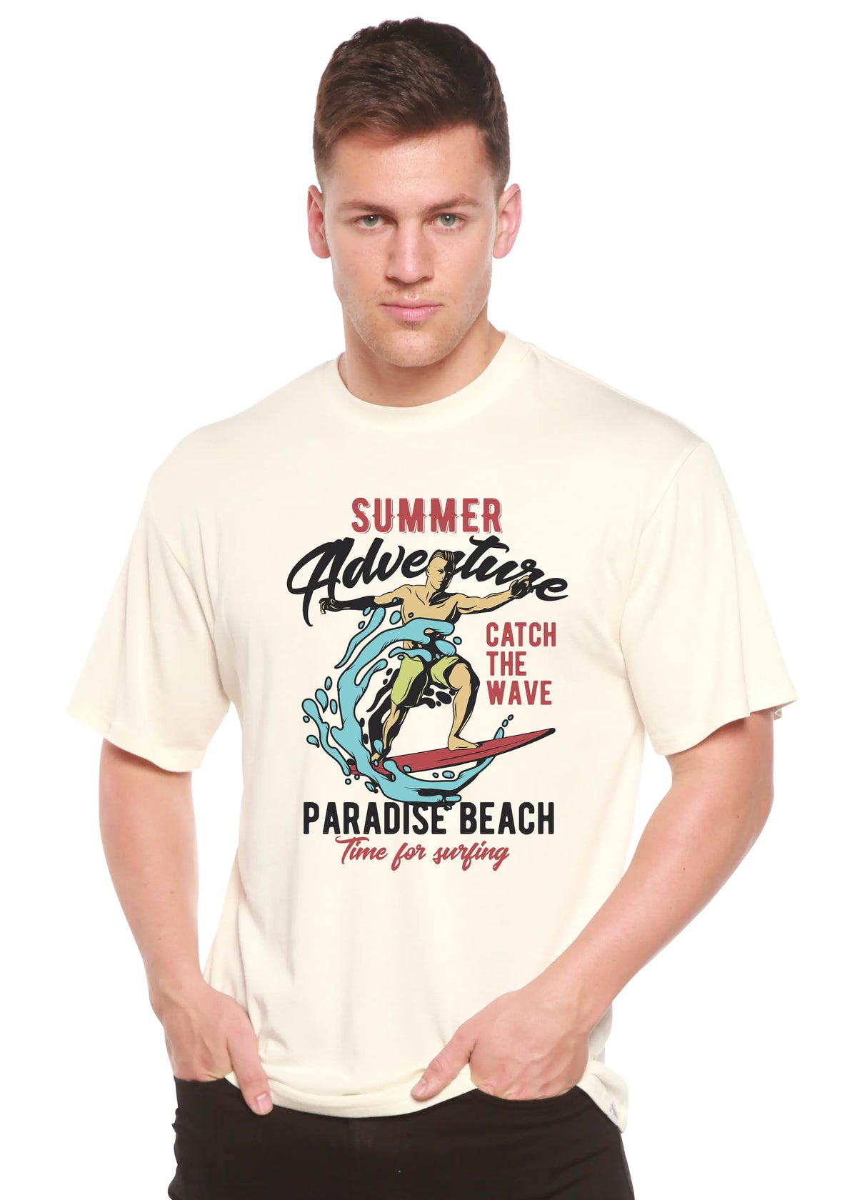 Catch The Wave Men's Bamboo Viscose/Organic Cotton Short Sleeve Graphic T-Shirt Spun Bamboo