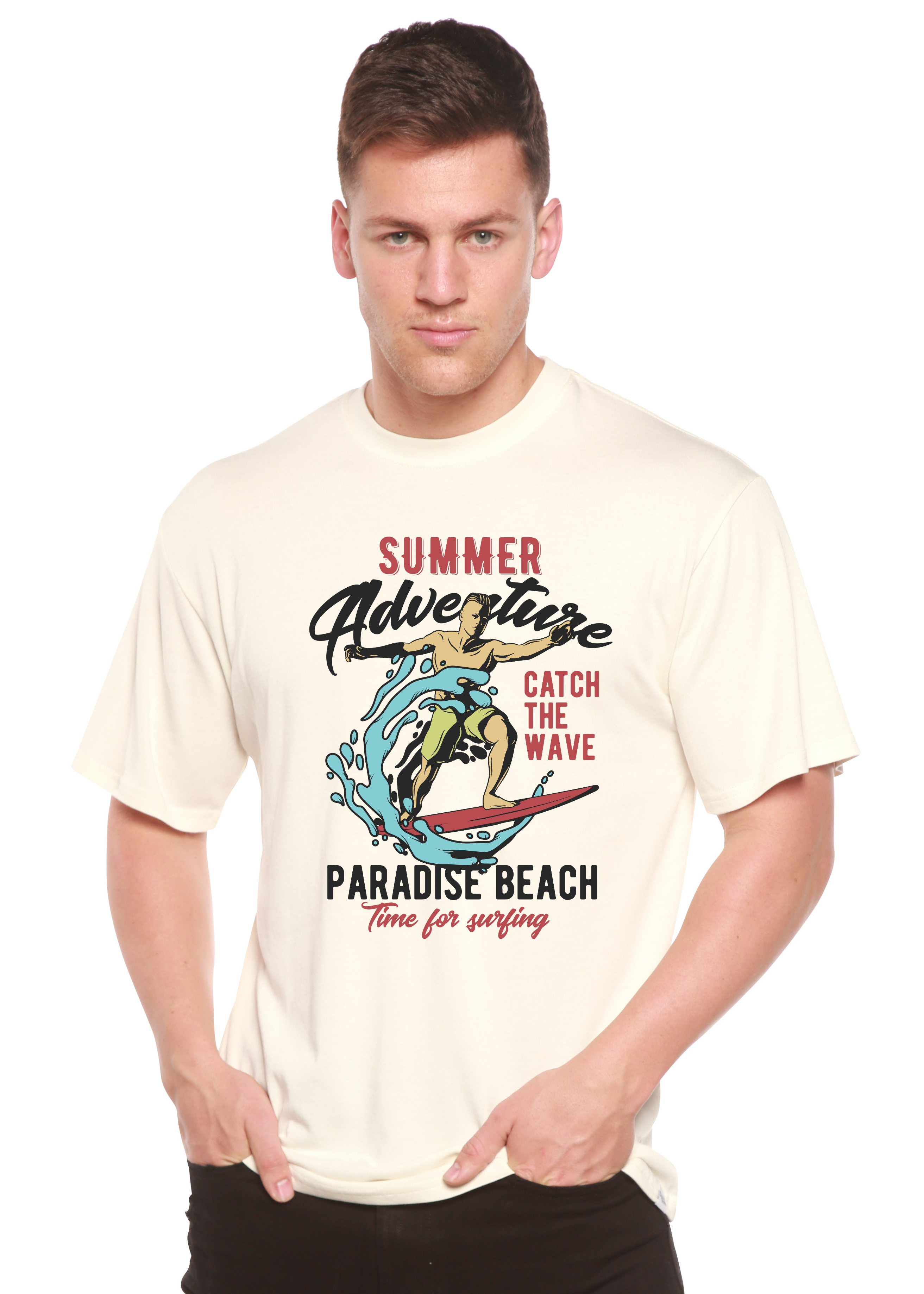 Catch The Wave Men's Bamboo Viscose/Organic Cotton Short Sleeve Graphic T-Shirt Spun Bamboo