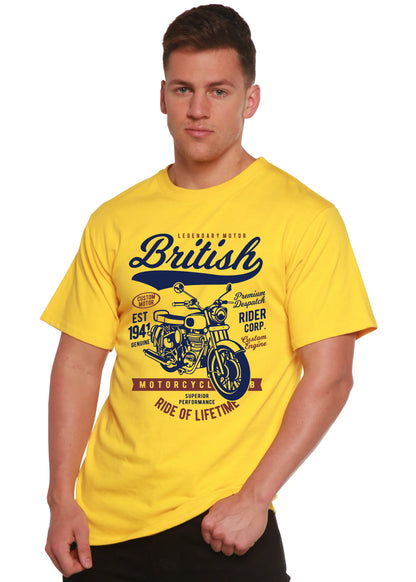 British Motorcycle Men's Bamboo Viscose/Organic Cotton Short Sleeve Graphic T-Shirt Spun Bamboo