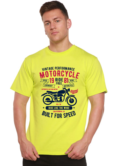 Motorcycle Ride Free Men's Bamboo Viscose/Organic Cotton Short Sleeve Graphic T-Shirt Spun Bamboo