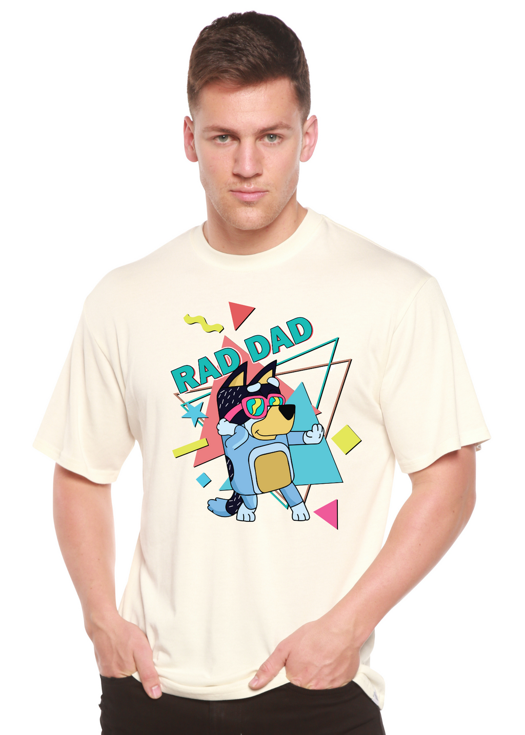 Rad Dad Bluey Men's Bamboo Short Sleeve Graphic T-Shirt Spun Bamboo