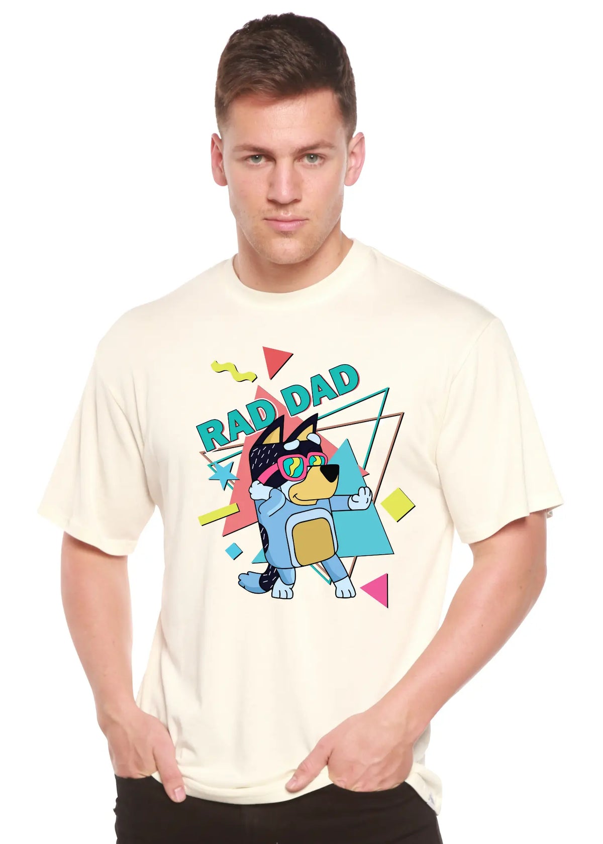 Rad Dad Bluey Men's Bamboo Short Sleeve Graphic T-Shirt Spun Bamboo