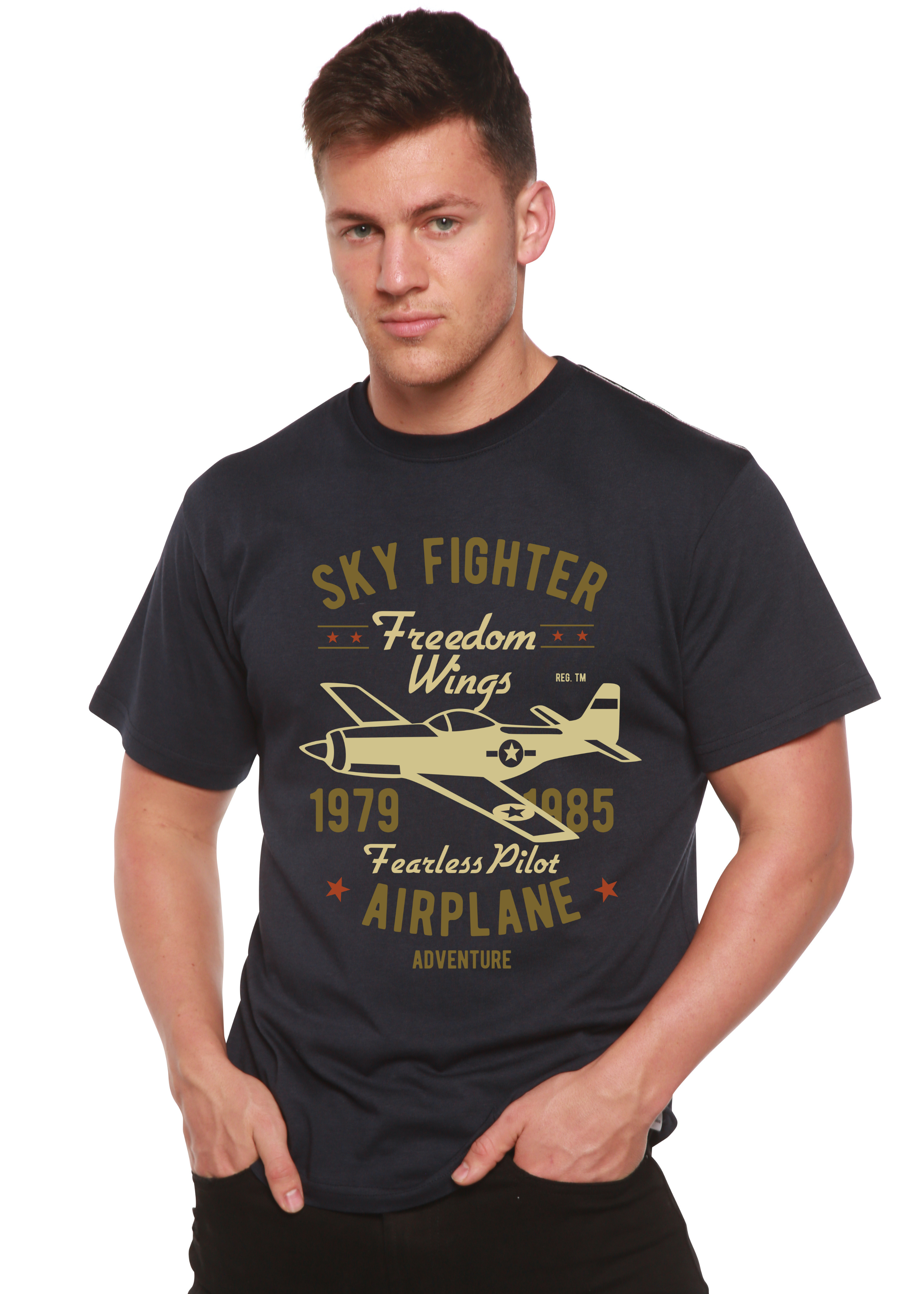 Sky Fighter Spun Bamboo® Men's Bamboo Viscose/Organic Cotton Short Sleeve Graphic T-Shirt Spun Bamboo