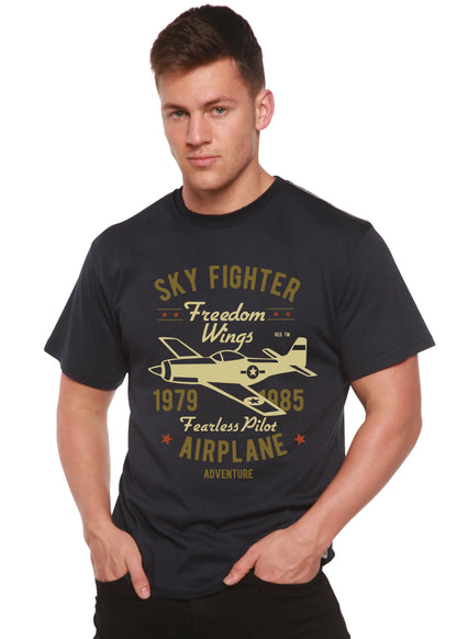 Sky Fighter Spun Bamboo® Men's Bamboo Viscose/Organic Cotton Short Sleeve Graphic T-Shirt Spun Bamboo