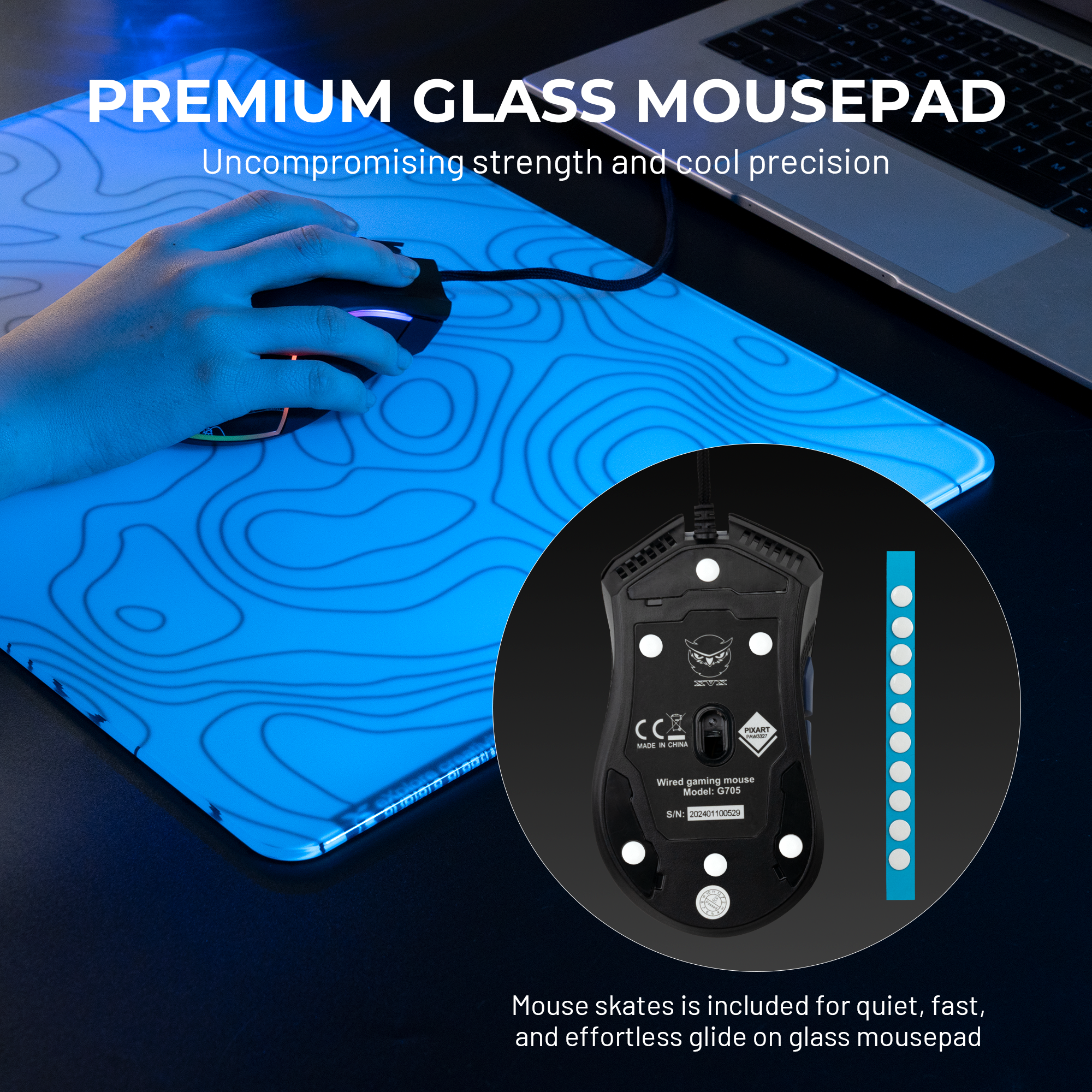 XVX Space Pad Glass Gaming Mouse Pad with Anti-Slip Rubber Base XVX Keyboard Channel