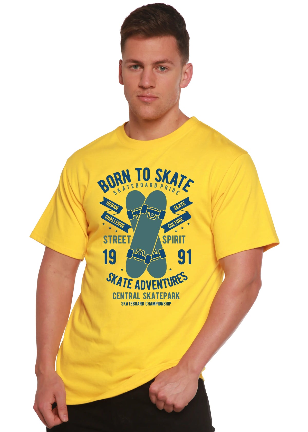 Born To Skate Men's Bamboo Viscose/Organic Cotton Short Sleeve Graphic T-Shirt Spun Bamboo