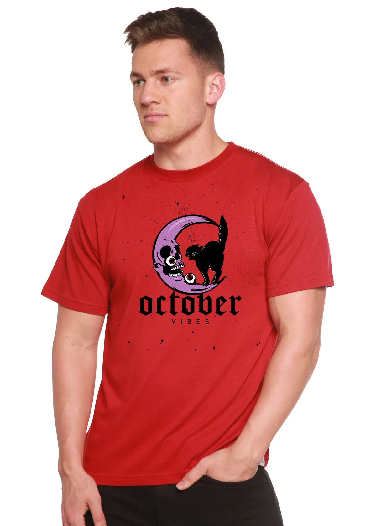 October Vibes Men's Bamboo Viscose/Organic Cotton Short Sleeve Graphic T-Shirt Spun Bamboo