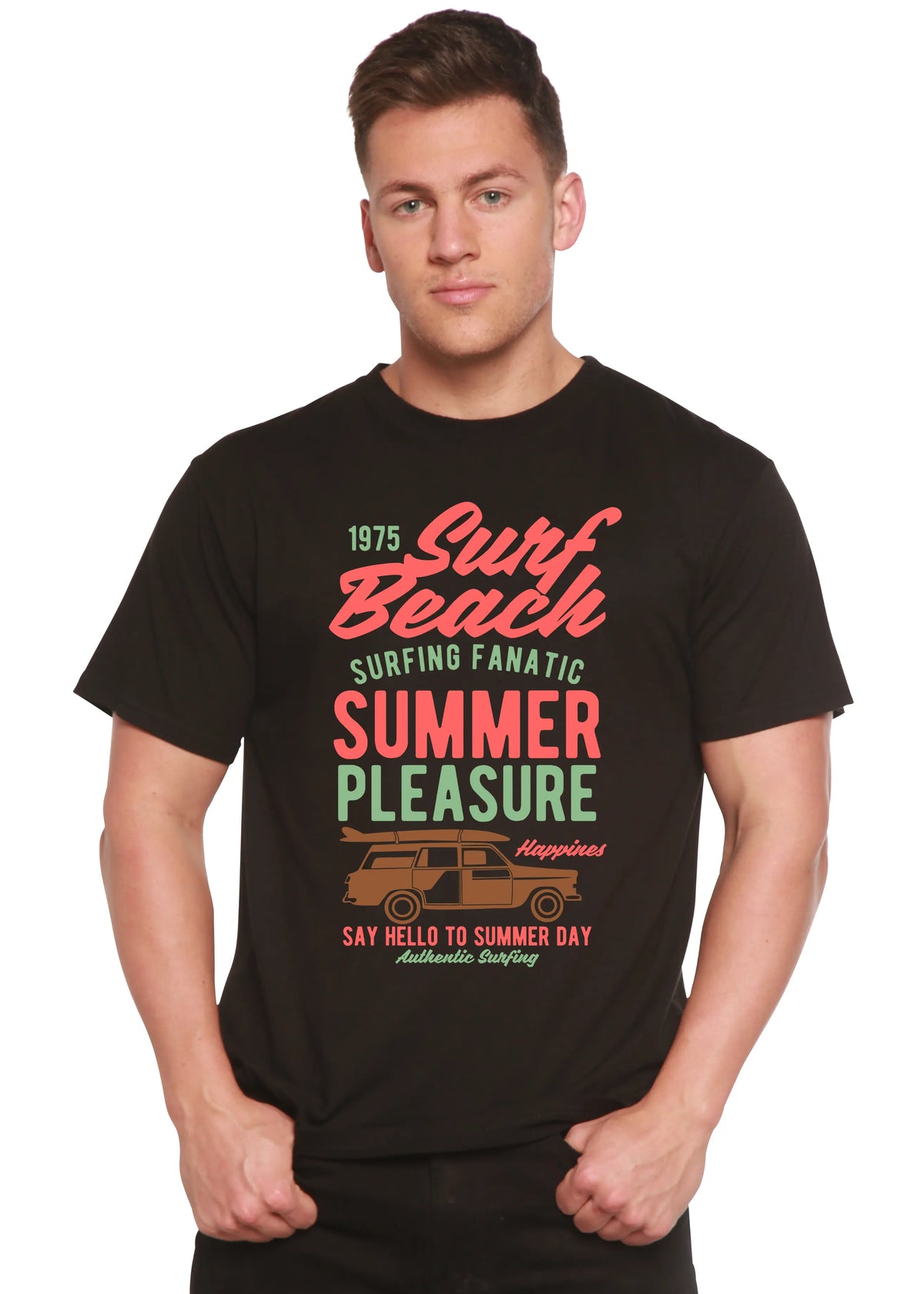Surf Beach Spun Bamboo® Men's Bamboo Viscose/Organic Cotton Short Sleeve Graphic T-Shirt Spun Bamboo