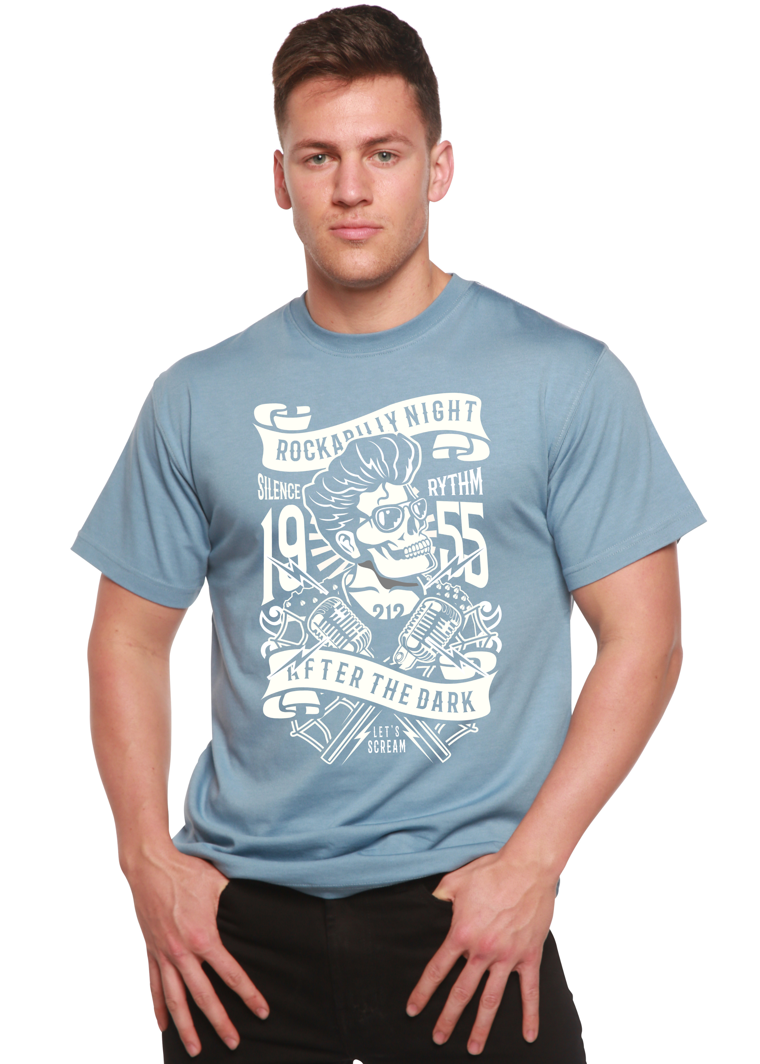 Rockabilly Night Spun Bamboo® Men's Bamboo Viscose/Organic Cotton Short Sleeve Graphic T-Shirt Spun Bamboo