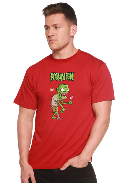 Halloween Green Monster Unisex Bamboo Viscose/Organic Cotton Short Sleeve Graphic T-Shirt Spun Bamboo
