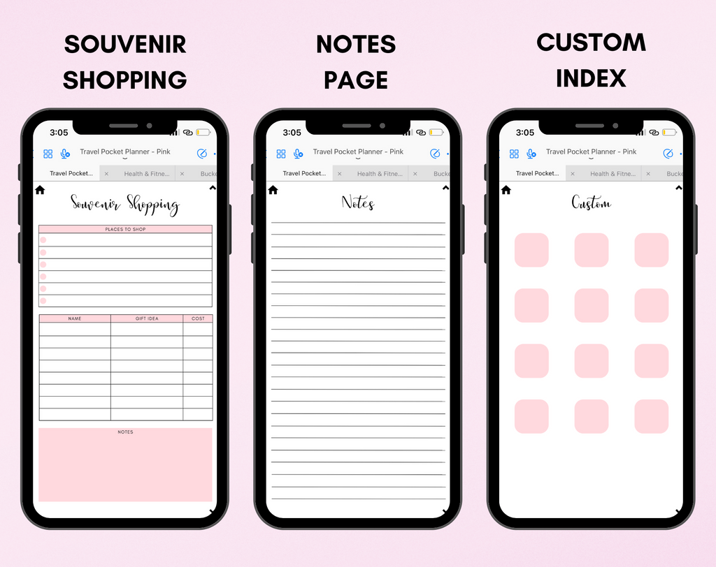 Digital Travel Phone Planner Pink Jessica Autumn