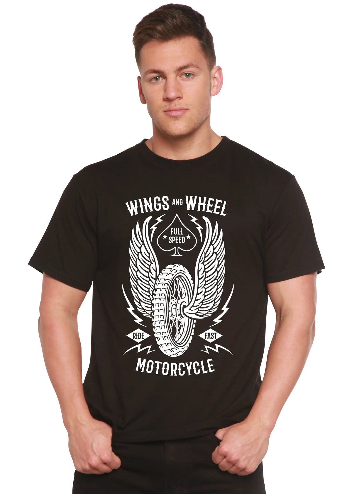 Wings And Wheel Spun Bamboo® Men's Bamboo Viscose/Organic Cotton Short Sleeve Graphic T-Shirt Spun Bamboo