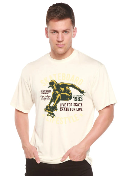 Skateboard Lifestyle Men's Bamboo Viscose/Organic Cotton Short Sleeve Graphic T-Shirt Spun Bamboo