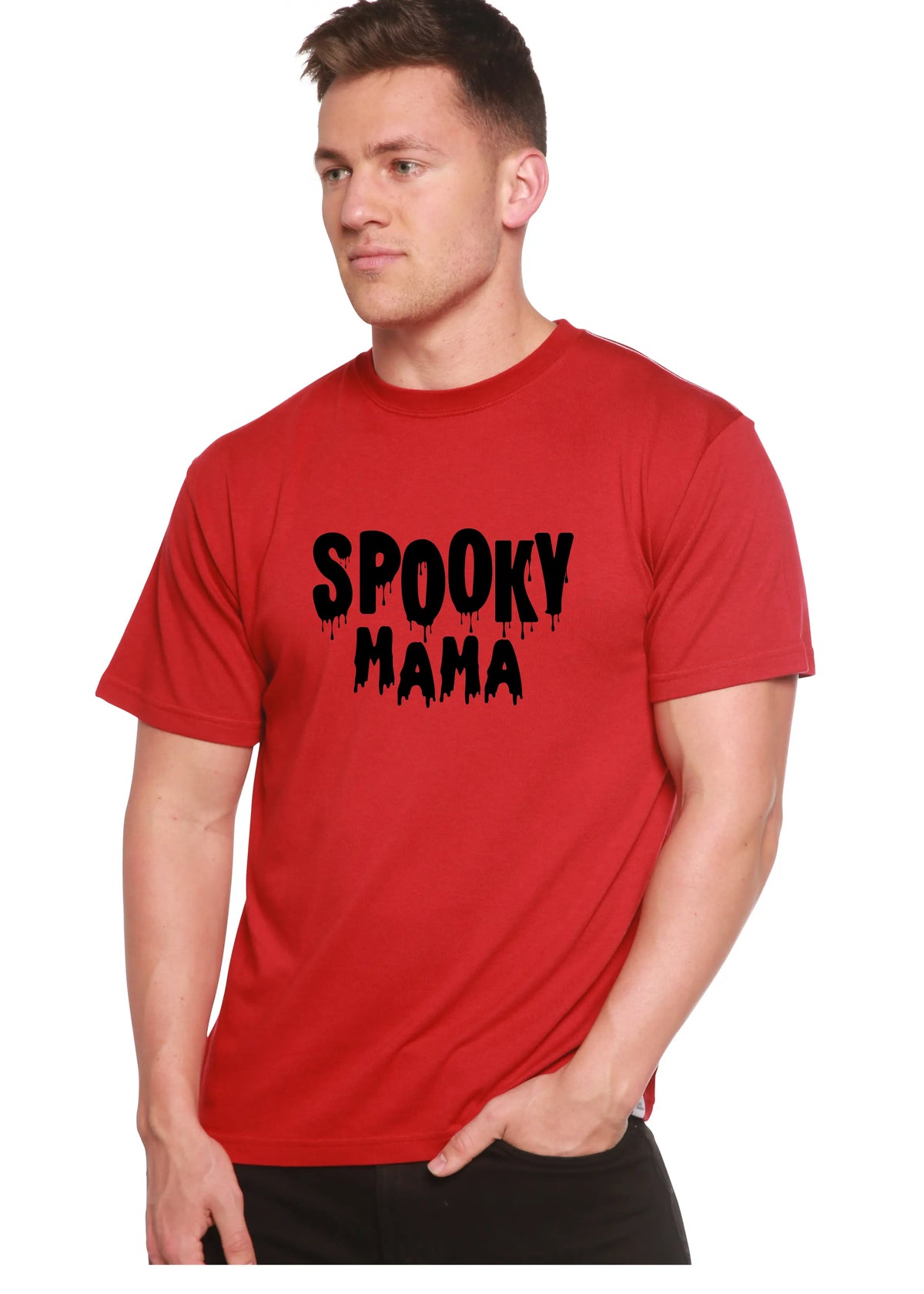 Spooky Mama Halloween Men's Bamboo Viscose/Organic Cotton Short Sleeve Graphic T-Shirt Spun Bamboo
