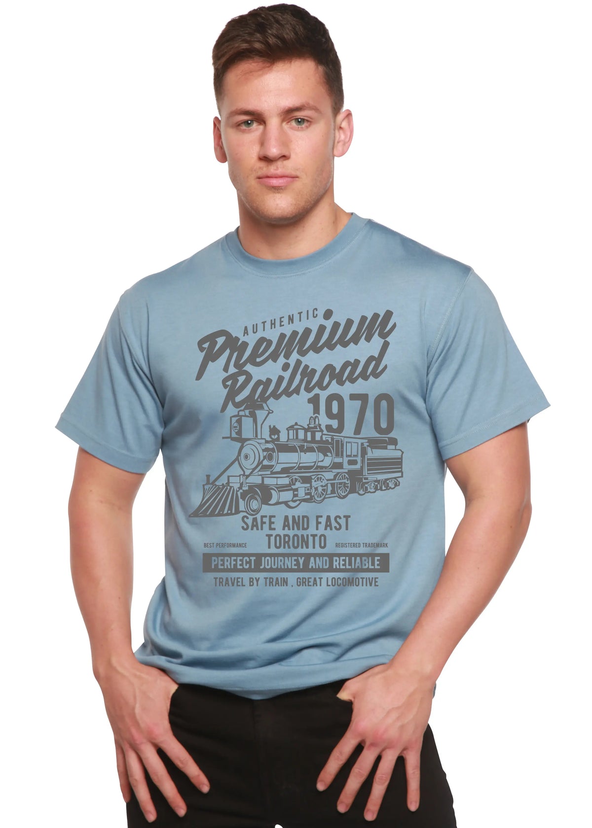 Premium Railroad Spun Bamboo® Men's Bamboo Viscose/Organic Cotton Short Sleeve Graphic T-Shirt Spun Bamboo
