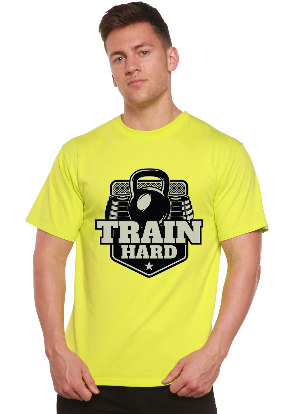 Train Hard Men's Bamboo Viscose/Organic Cotton Short Sleeve Graphic T-Shirt Spun Bamboo