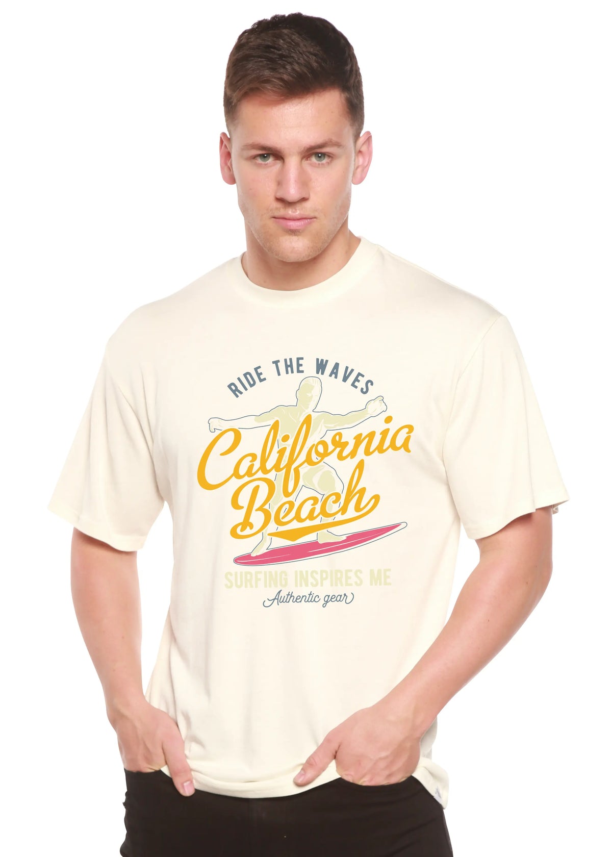California Beach Men's Bamboo Viscose/Organic Cotton Short Sleeve Graphic T-Shirt Spun Bamboo