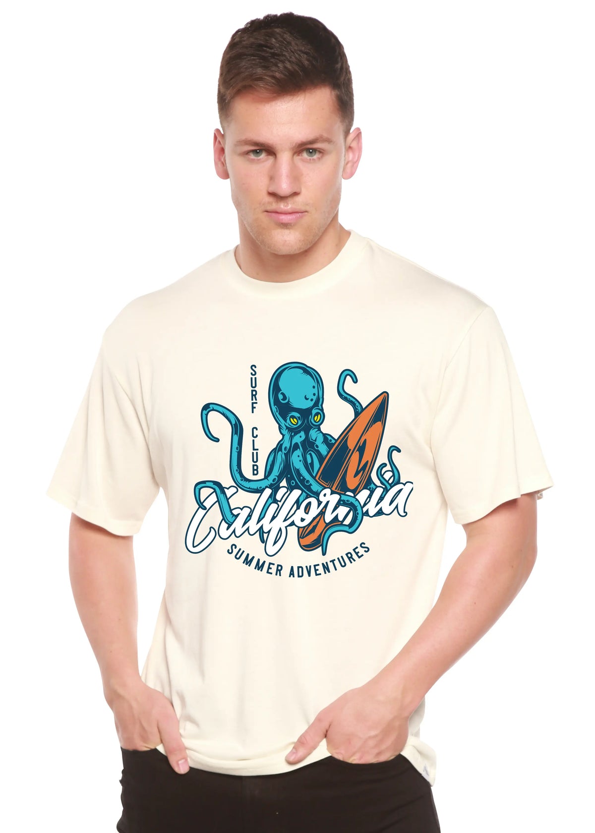 California Summer Adventures Men's Bamboo Viscose/Organic Cotton Short Sleeve Graphic T-Shirt Spun Bamboo