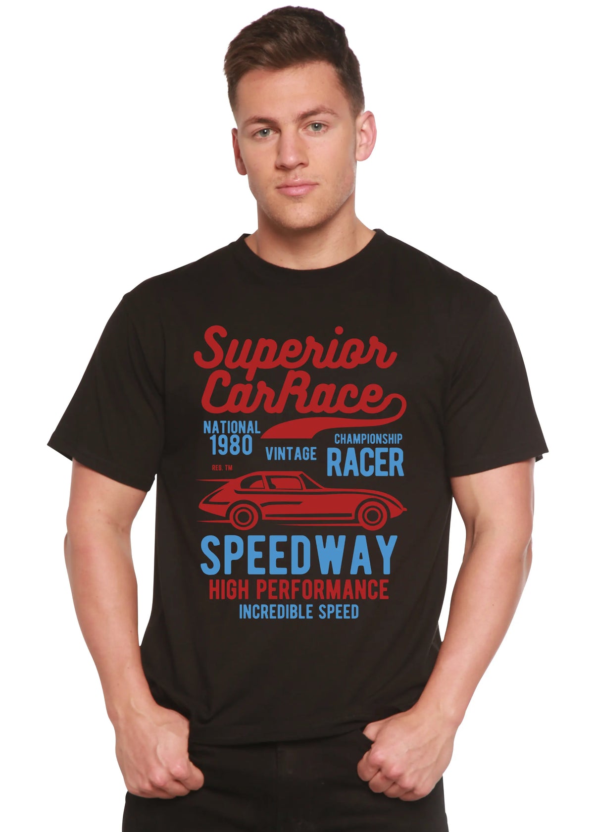 Superior Car Spun Bamboo® Men's Bamboo Viscose/Organic Cotton Short Sleeve Graphic T-Shirt Spun Bamboo