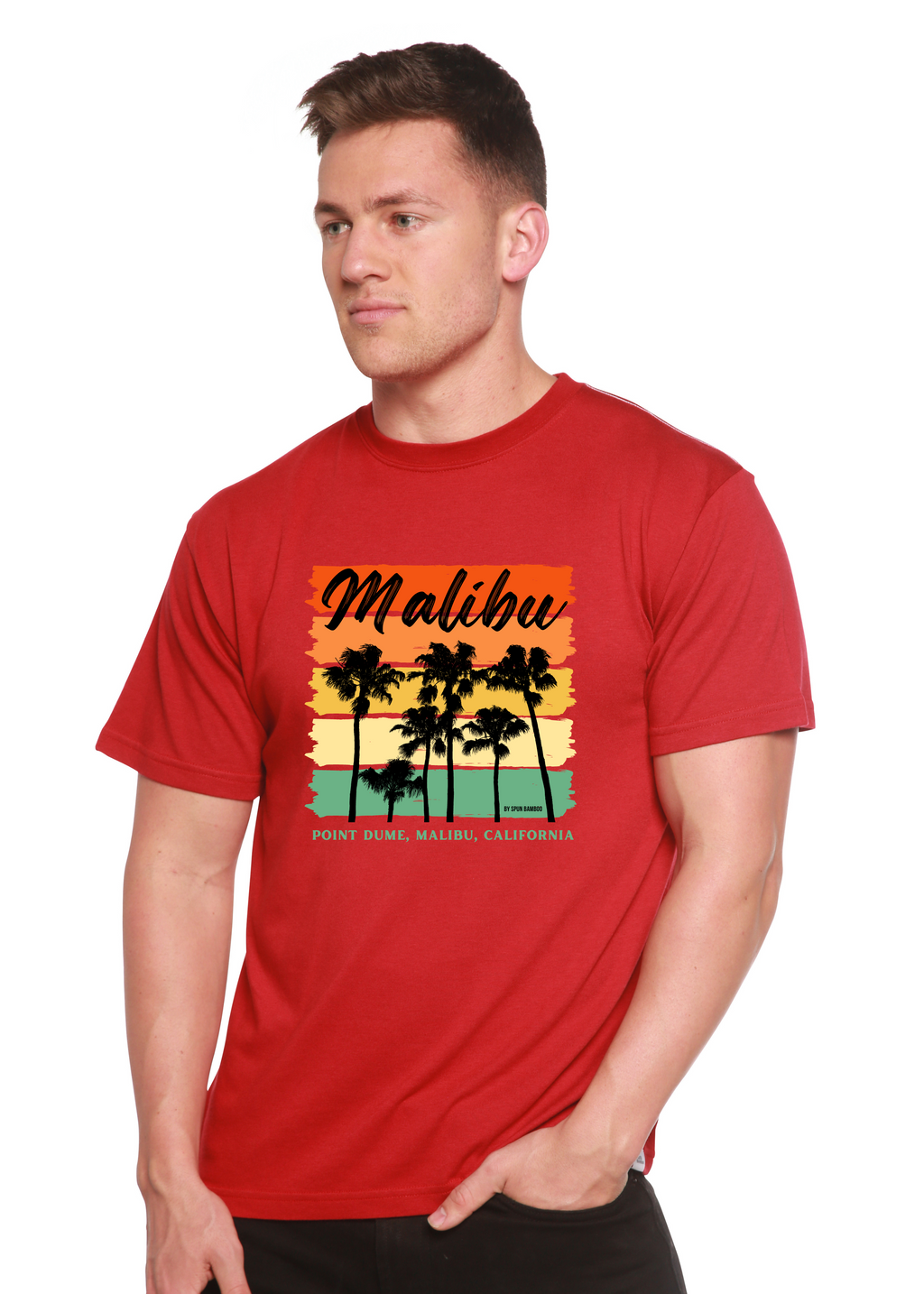 Malibu Unisex Bamboo Viscose/Organic Cotton Short Sleeve Graphic T-Shirt Spun Bamboo