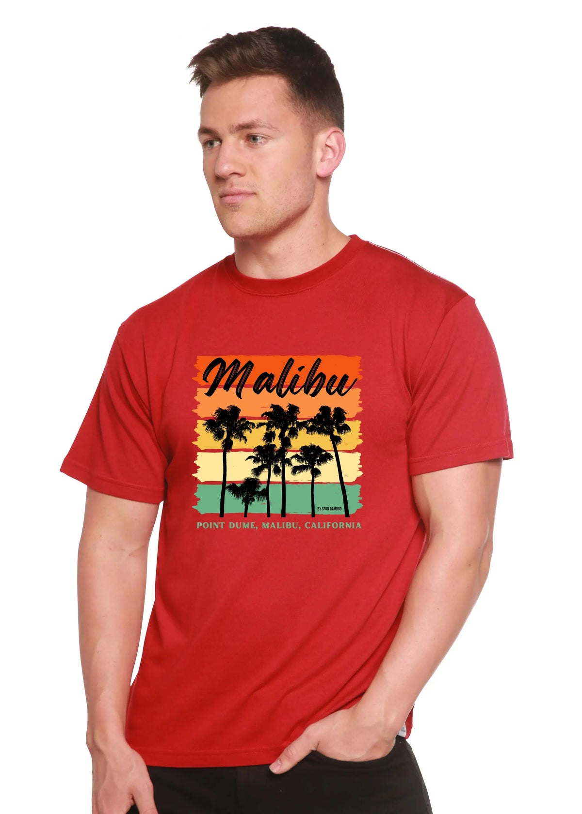Malibu Unisex Bamboo Viscose/Organic Cotton Short Sleeve Graphic T-Shirt Spun Bamboo