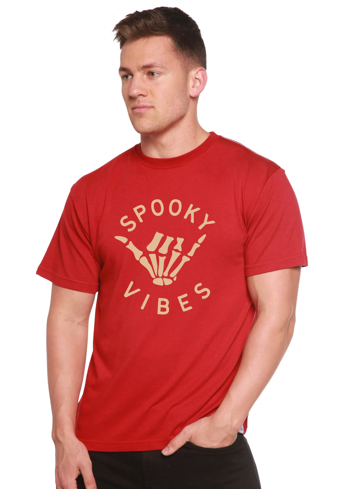 Spooky Vibes Men's Bamboo Viscose/Organic Cotton Short Sleeve Graphic T-Shirt Spun Bamboo