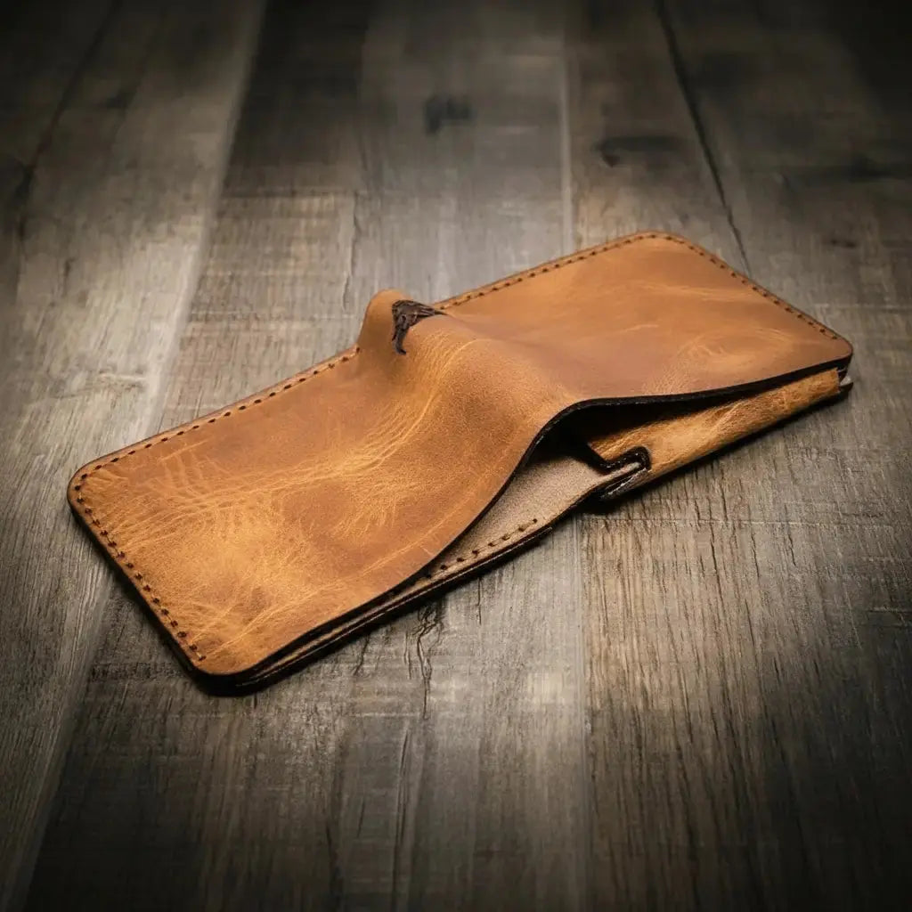 Badge Bifold Wallet Bull Sheath Leather