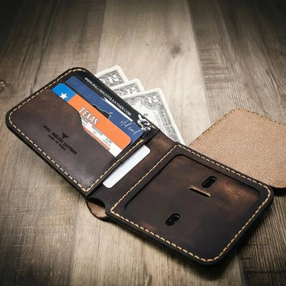 Badge Bifold Wallet Bull Sheath Leather