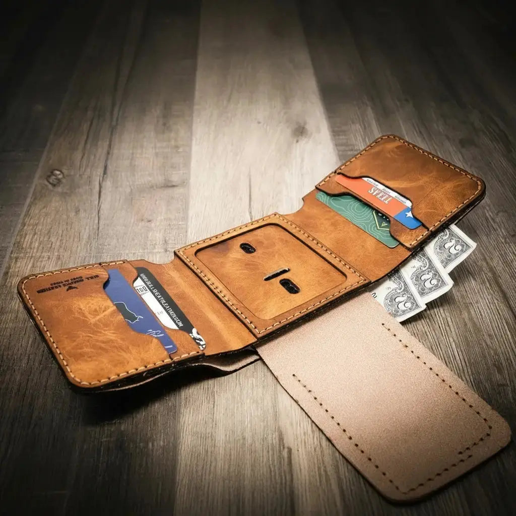 Badge Trifold Wallet Bull Sheath Leather