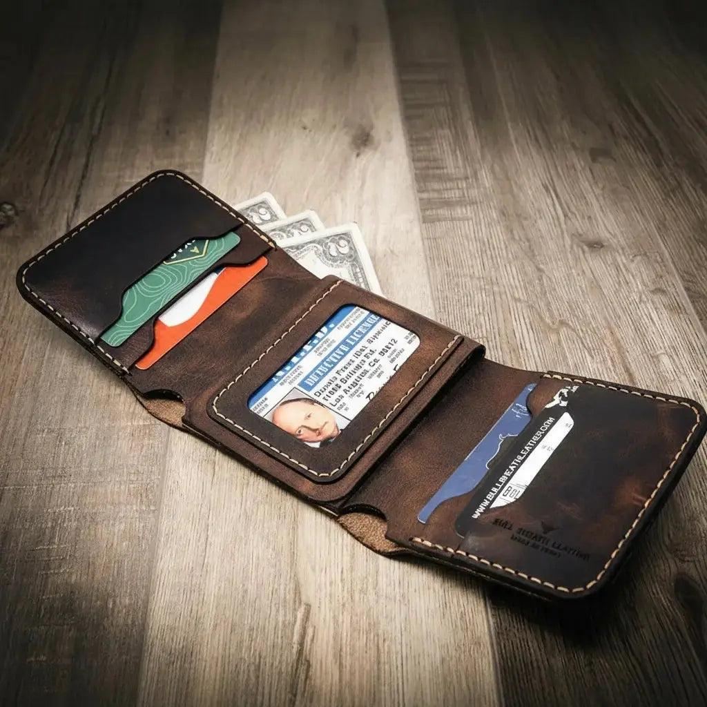 Badge Trifold Wallet Bull Sheath Leather