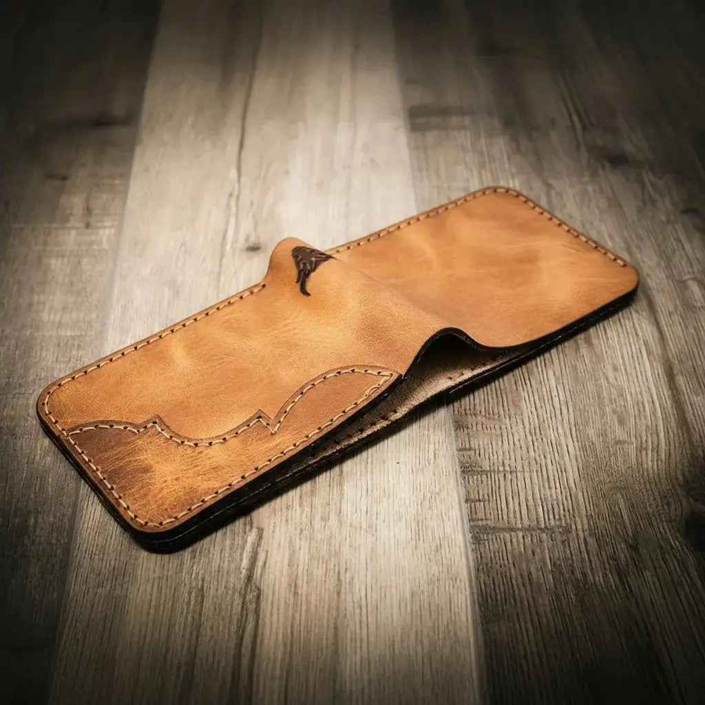 Western Bifold Wallet Bull Sheath Leather