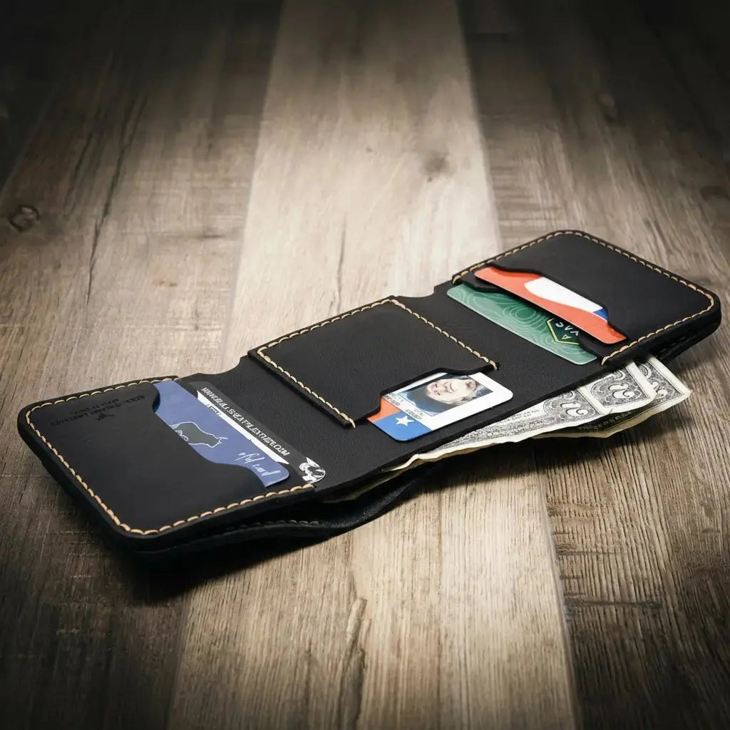 Western Trifold Wallet Bull Sheath Leather