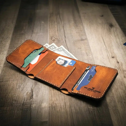 Western Trifold Wallet Bull Sheath Leather