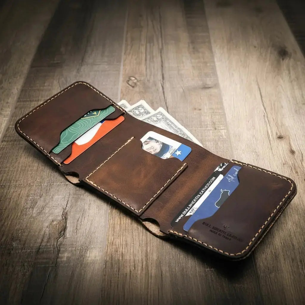 Western Trifold Wallet Bull Sheath Leather